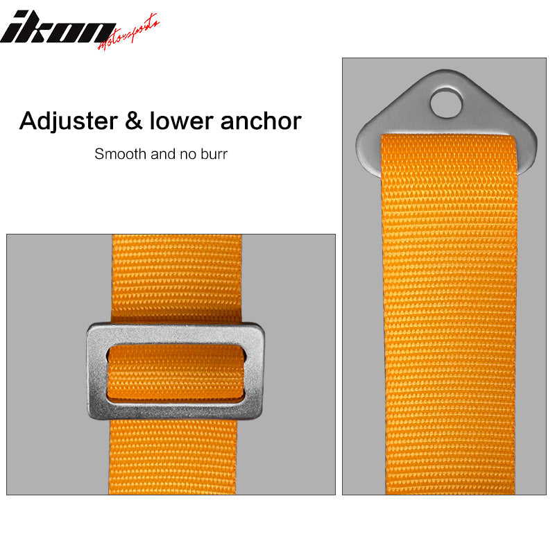 Universal Orange Bezel Racing Seat Cam-lock Belt Dual Slider PU Carbon