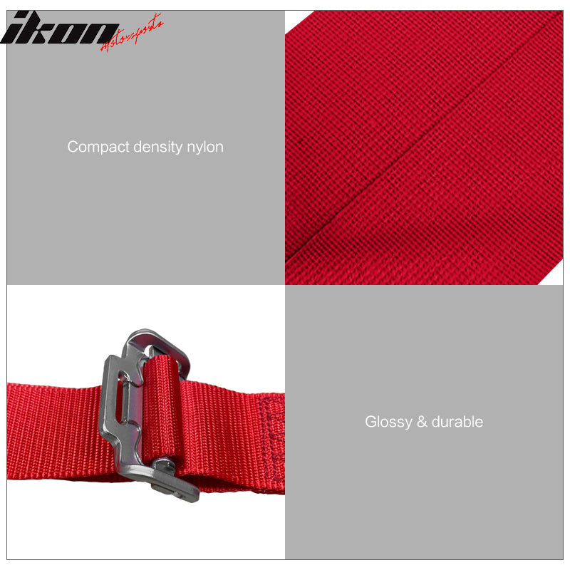 Universal Red Bezel Racing Seat Dual Slider Cam-lock Belt PU Carbon
