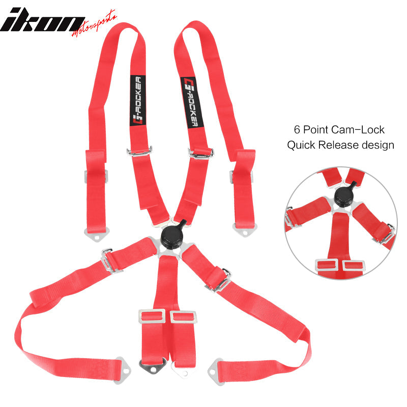 Universal Racing Seat Dual Slider 6 Point Cam-lock Belt PU Carbon