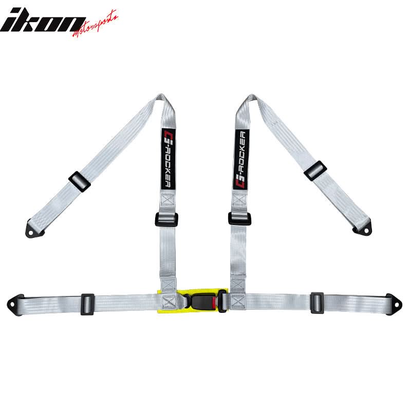 Universal White Bucket Racing Seat Dual Slider Buckle Style Belt PU