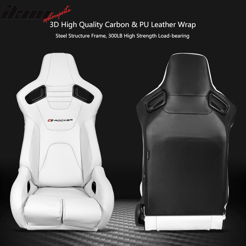 Universal White Bucket Racing Seat Dual Slider Buckle Belt Gray PU