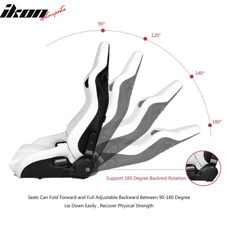 Universal White Bucket Racing Seat Dual Slider Buckle Belt Gray PU