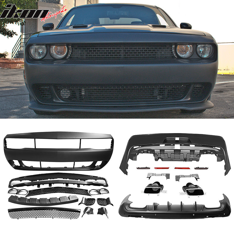 2008-2014 Dodge Challenger Front + Rear Bumper Cover + Diffuser PP
