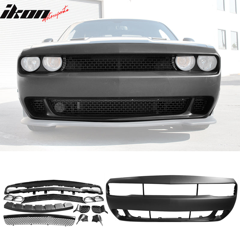 2008-2014 Dodge Challenger Front + Rear Bumper Cover + Diffuser PP