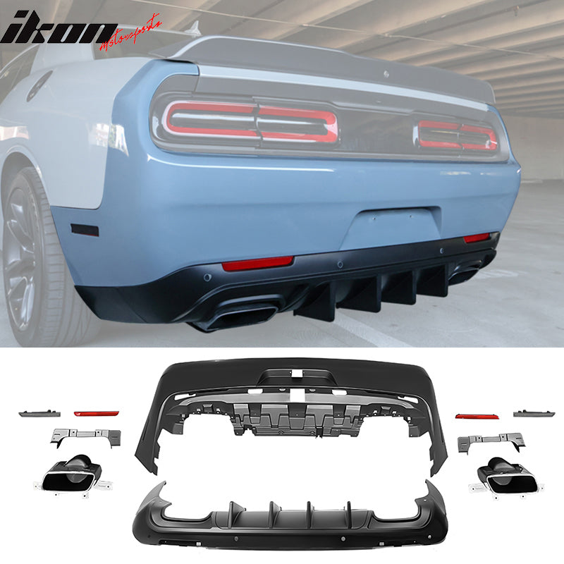 2008-2014 Dodge Challenger Front + Rear Bumper Cover + Diffuser PP