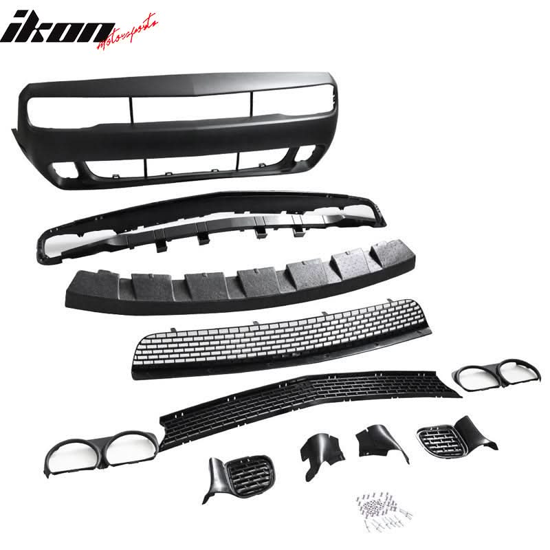 2008-2014 Dodge Challenger Front + Rear Bumper Cover + Diffuser PP