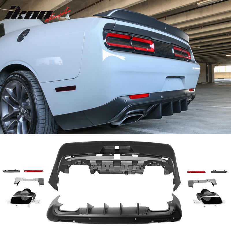 2008-2014 Dodge Challenger Front+Rear Bumper Cover+Lip+Diffuser PP