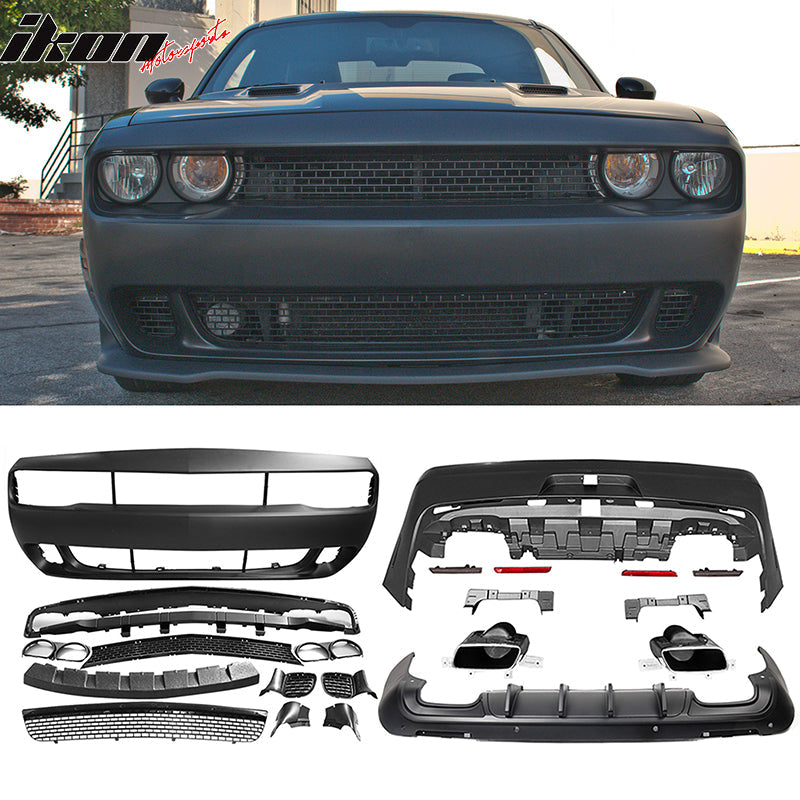 2008-2014 Dodge Challenger Front + Rear Bumper Cover + Diffuser PP