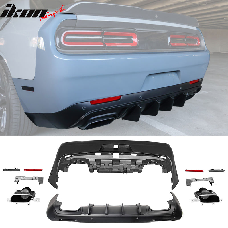 2008-2014 Dodge Challenger Front + Rear Bumper Cover + Diffuser PP