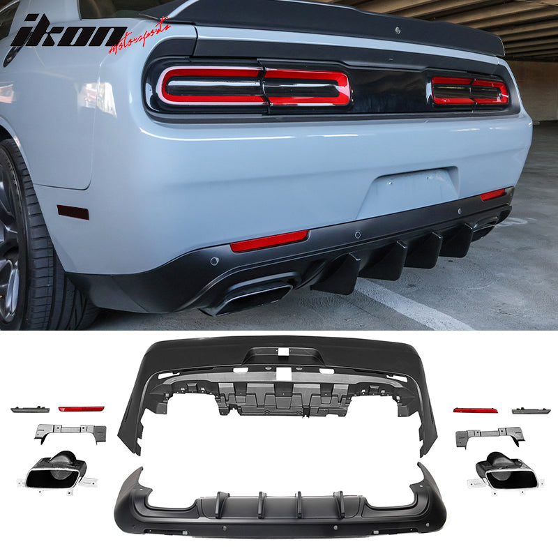 2008-2014 Dodge Challenger Front+Rear Bumper Cover+Lip+Diffuser PP