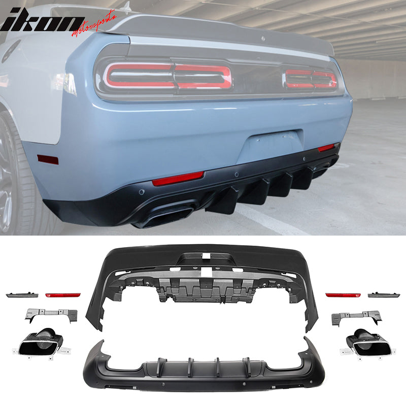 2008-2014 Dodge Challenger Front+Rear Bumper Cover+Lip+Diffuser PP