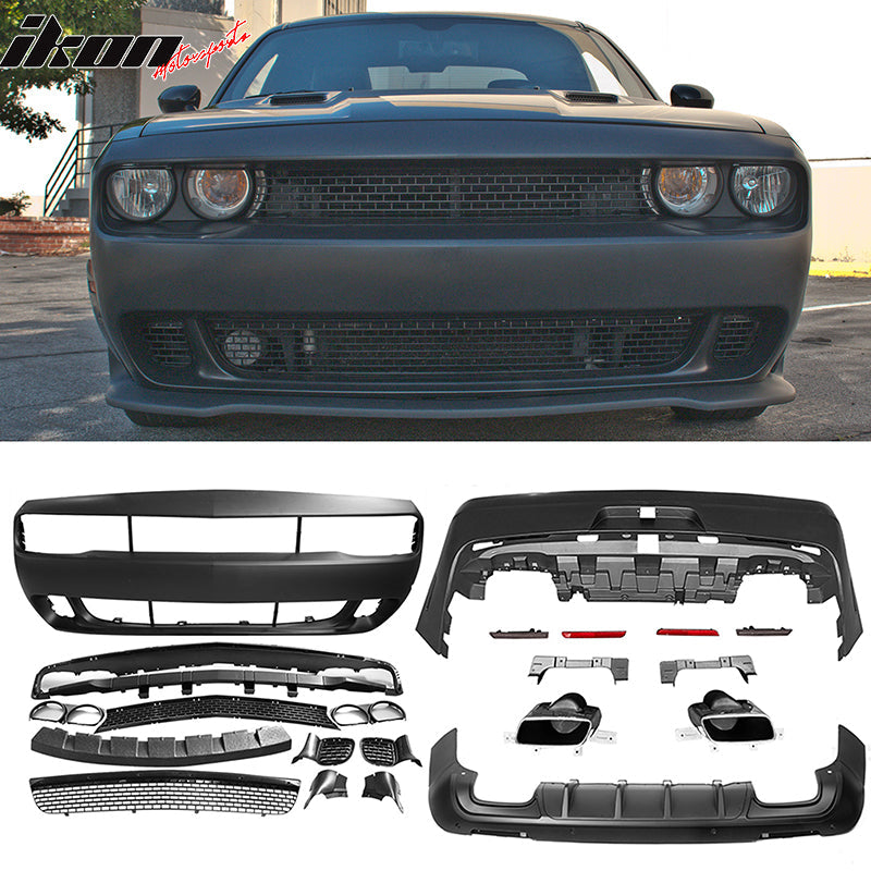 2008-2014 Dodge Challenger Front + Rear Bumper Cover + Diffuser PP
