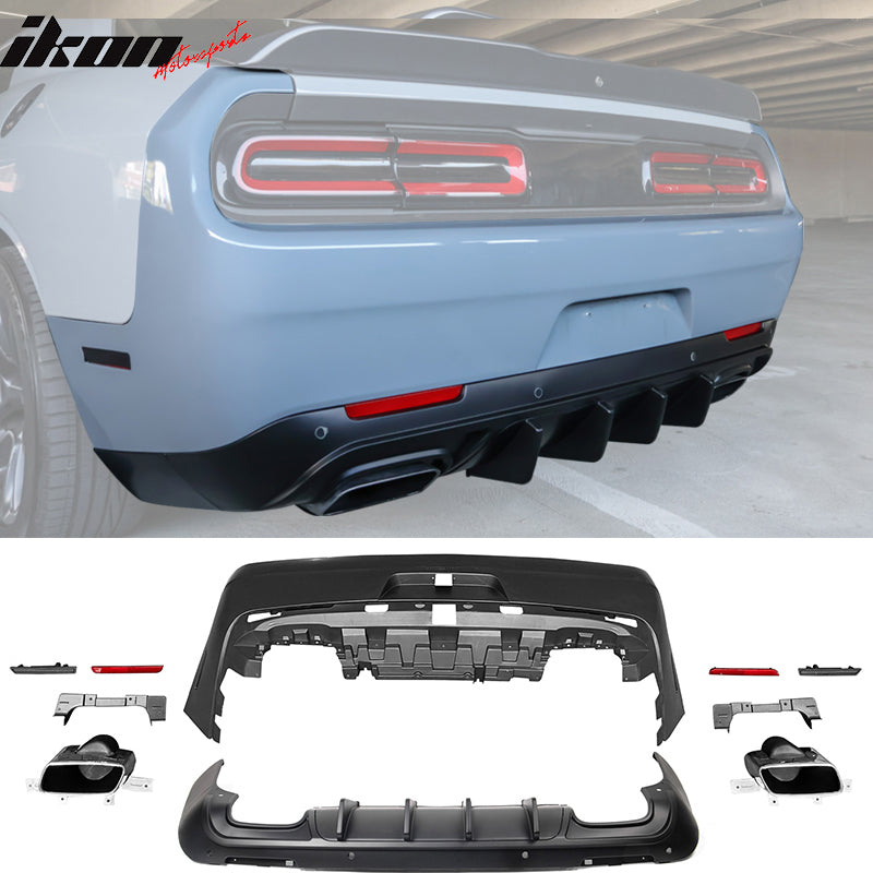 2008-2014 Dodge Challenger Front + Rear Bumper Cover + Diffuser PP
