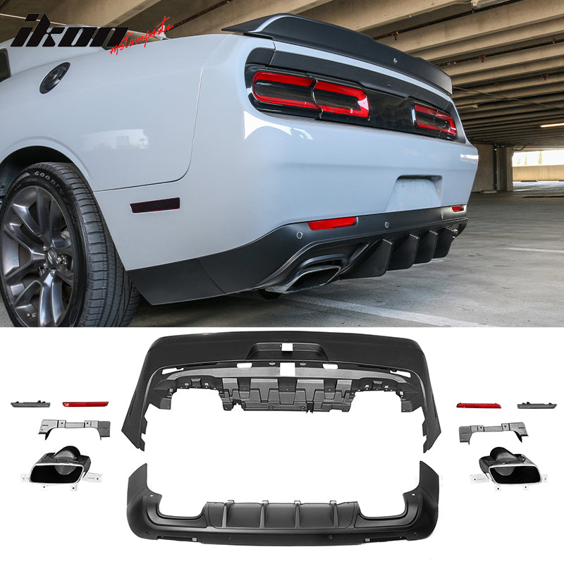 2008-2014 Dodge Challenger Front+Rear Bumper Cover+Lip+Diffuser PP