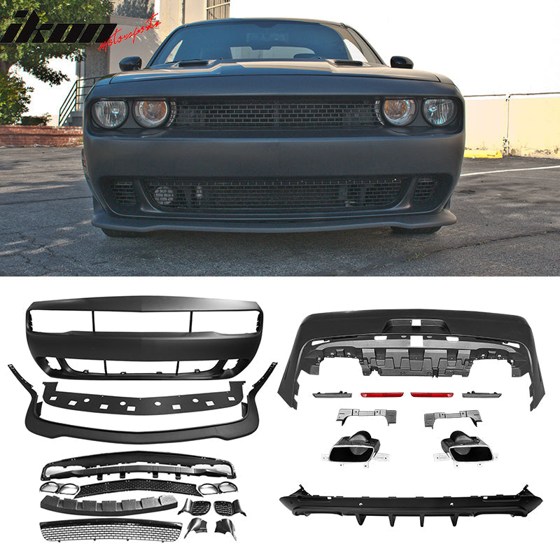 2008-2014 Dodge Challenger Front+Rear Bumper Cover+Lip+Diffuser PP