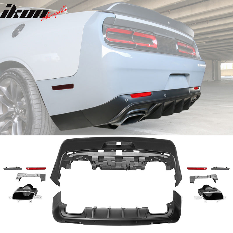 2008-2014 Dodge Challenger Front+Rear Bumper Cover+Lip+Diffuser PP