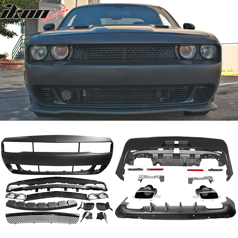 2008-2014 Dodge Challenger Front + Rear Bumper Cover + Diffuser PP