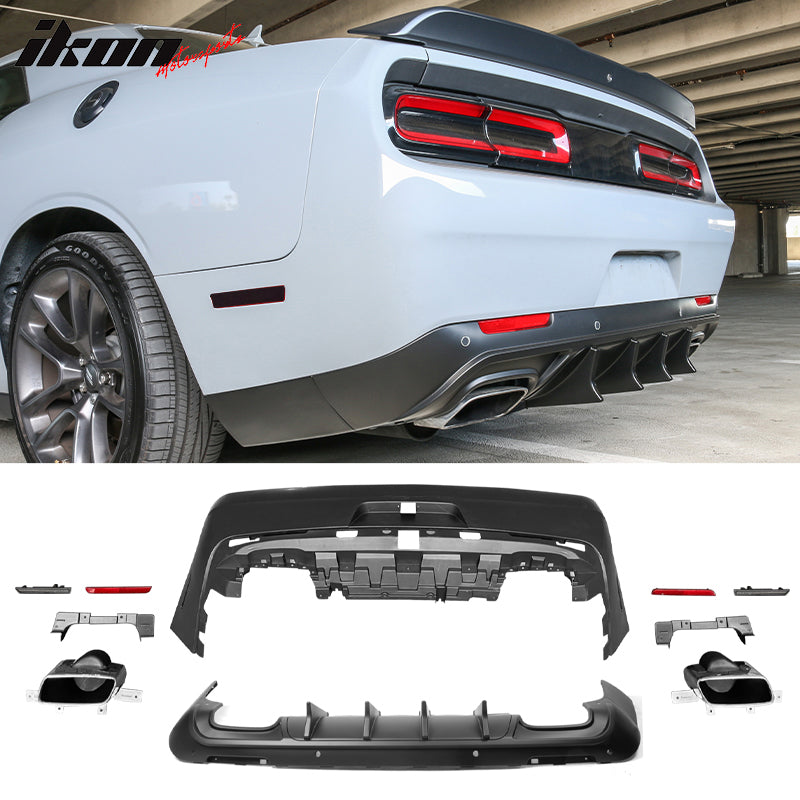 2008-2014 Dodge Challenger Front+Rear Bumper Cover+Lip+Diffuser PP