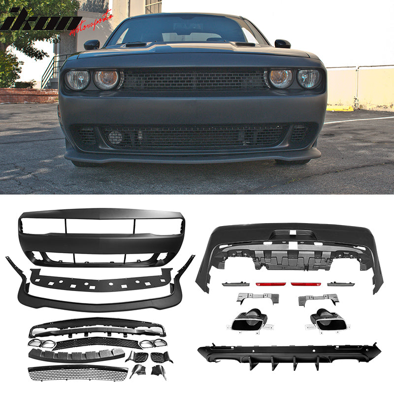 2008-2014 Dodge Challenger Front+Rear Bumper Cover+Lip+Diffuser PP