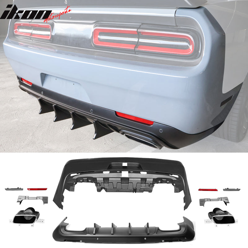 2008-2014 Challenger Front+Rear Bumper Cover+Fender Flares+V3 Diffuser