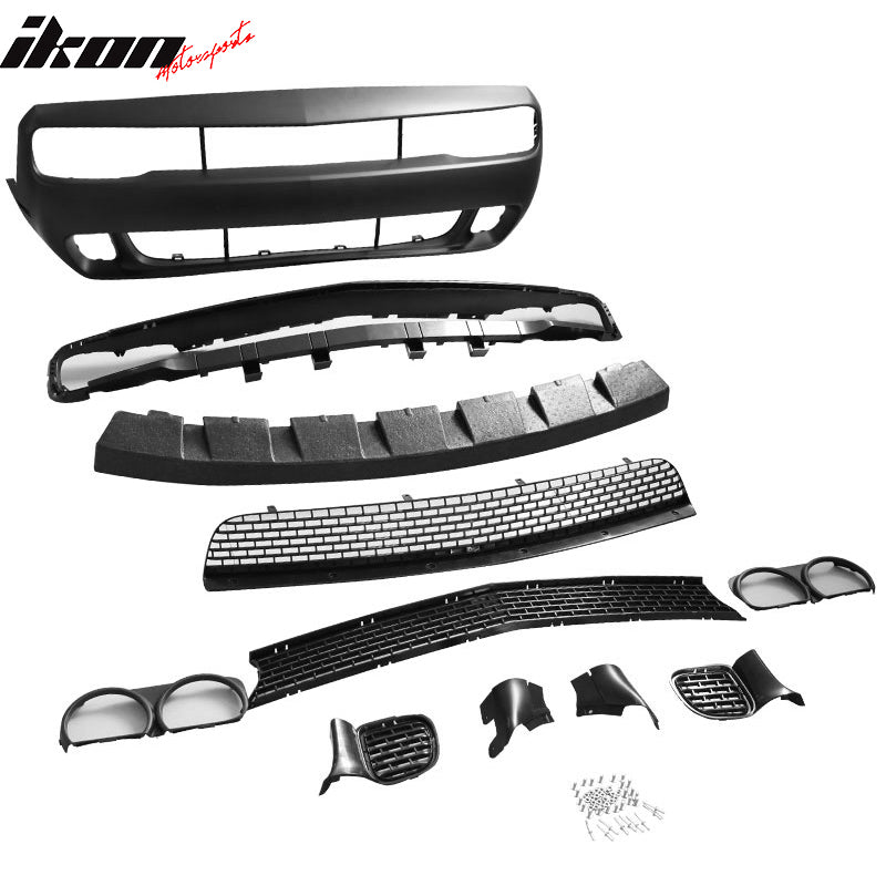 2008-2014 Challenger Front+Rear Bumper Cover+Fender Flares+V3 Diffuser