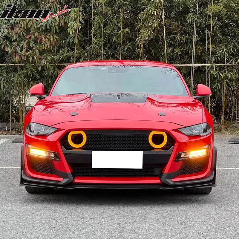 2018-2023 Ford Mustang GT500 Style Front Bumper Cover Lip LED Grille