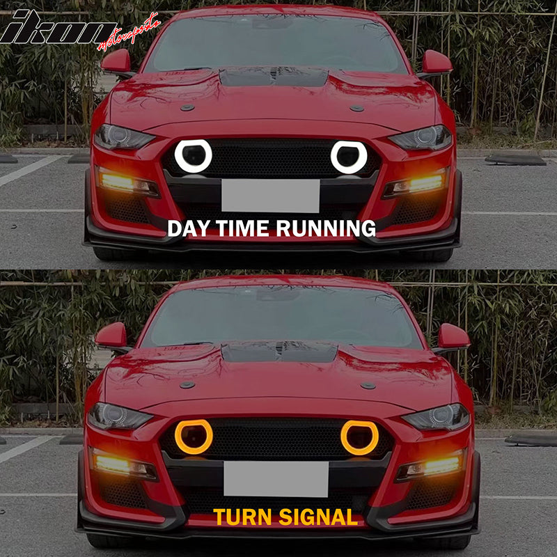 2018-2023 Ford Mustang GT500 Style Front Bumper Cover Lip LED Grille