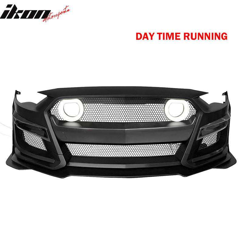 2018-2023 Ford Mustang GT500 Style Front Bumper Cover Lip LED Grille