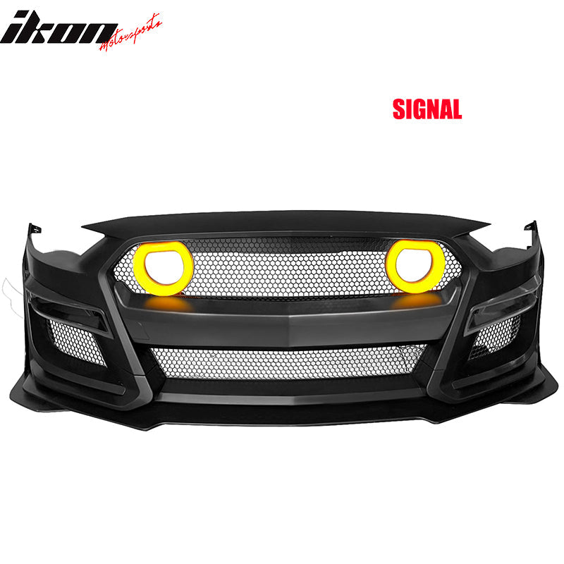 2018-2023 Ford Mustang GT500 Style Front Bumper Cover Lip LED Grille
