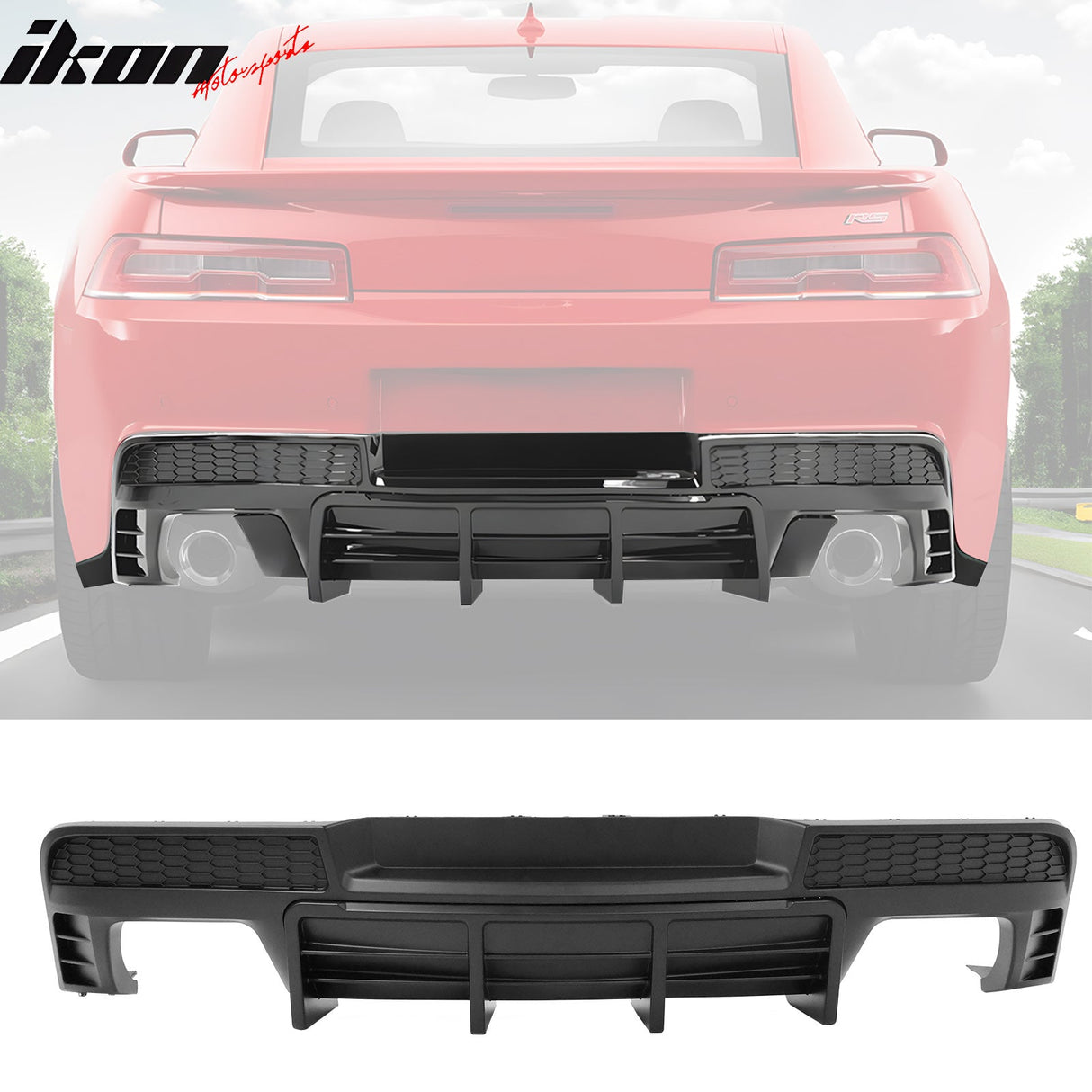 2014-2015 Chevy Camaro Black Rear Diffuser + Quad Exhaust Tips