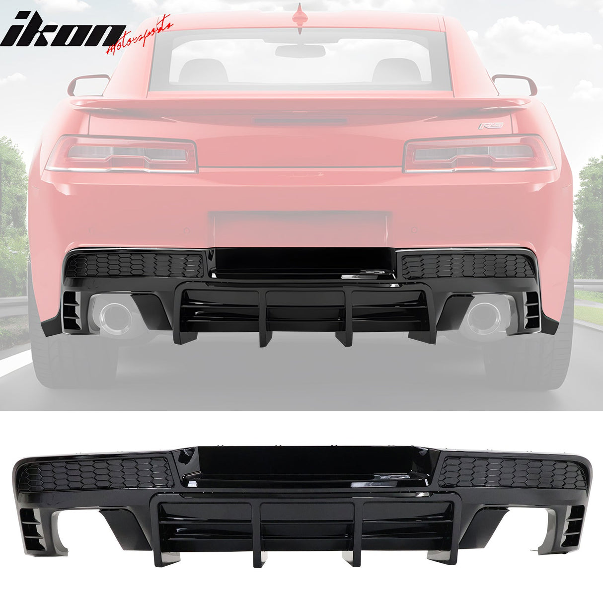 2014-2015 Chevy Camaro Black Rear Diffuser + Quad Exhaust Tips