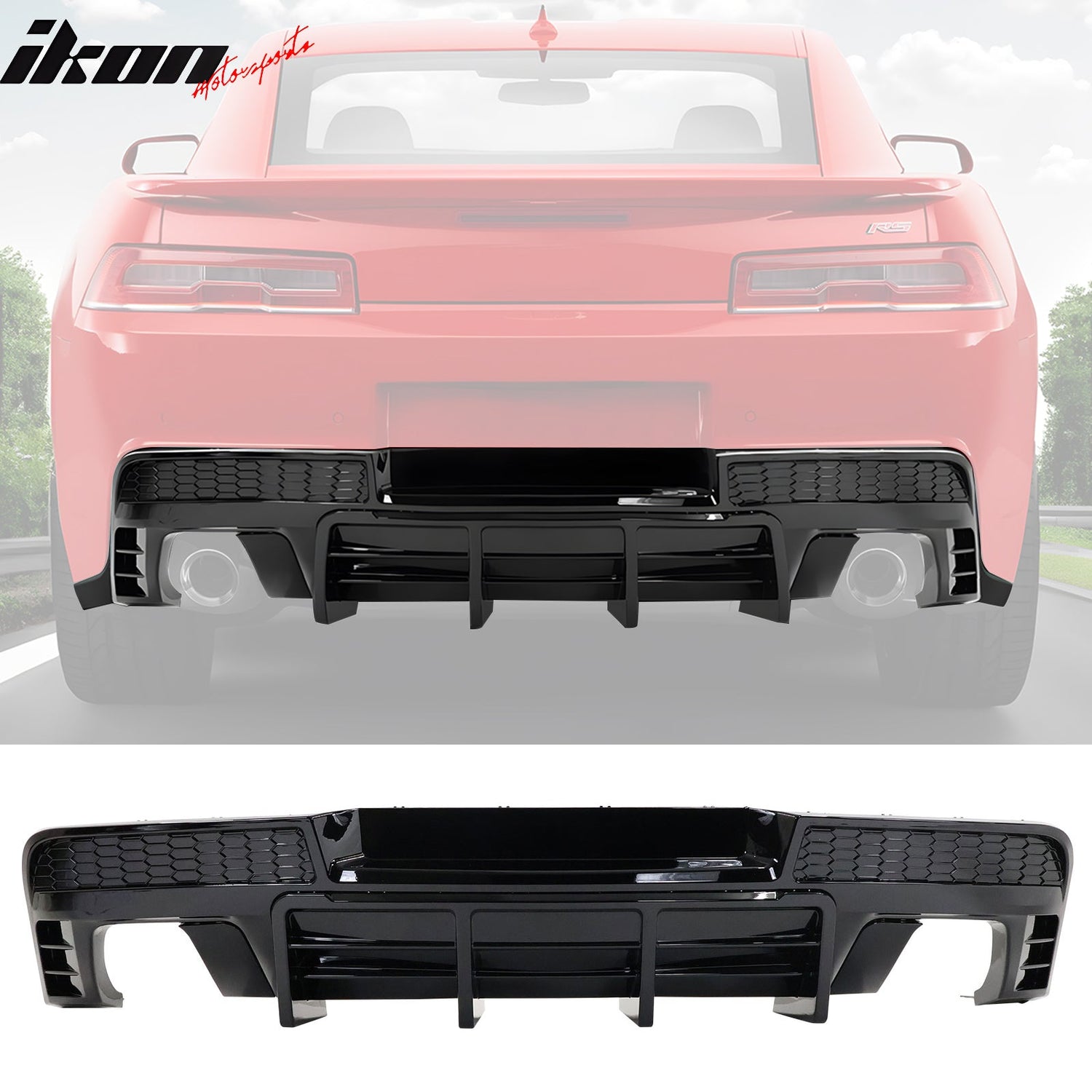 2014-2015 Chevy Camaro Black Rear Diffuser + Quad Exhaust Tips