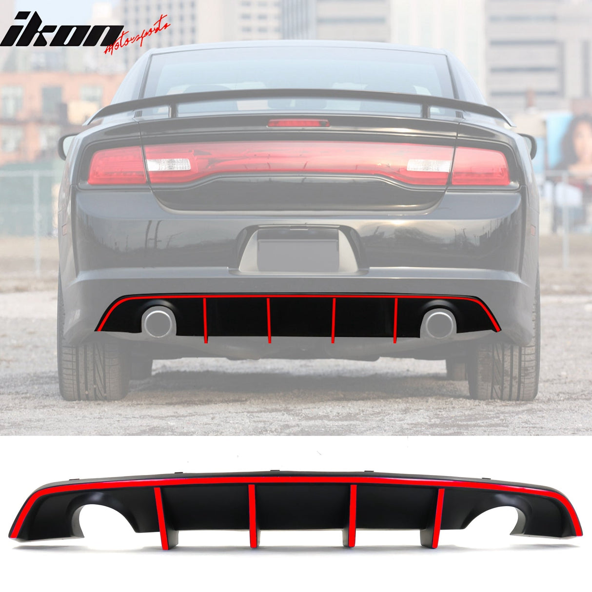 2012-2014 Charger SRT8 V2 Style Rear Diffuser w/ Reflective Tape