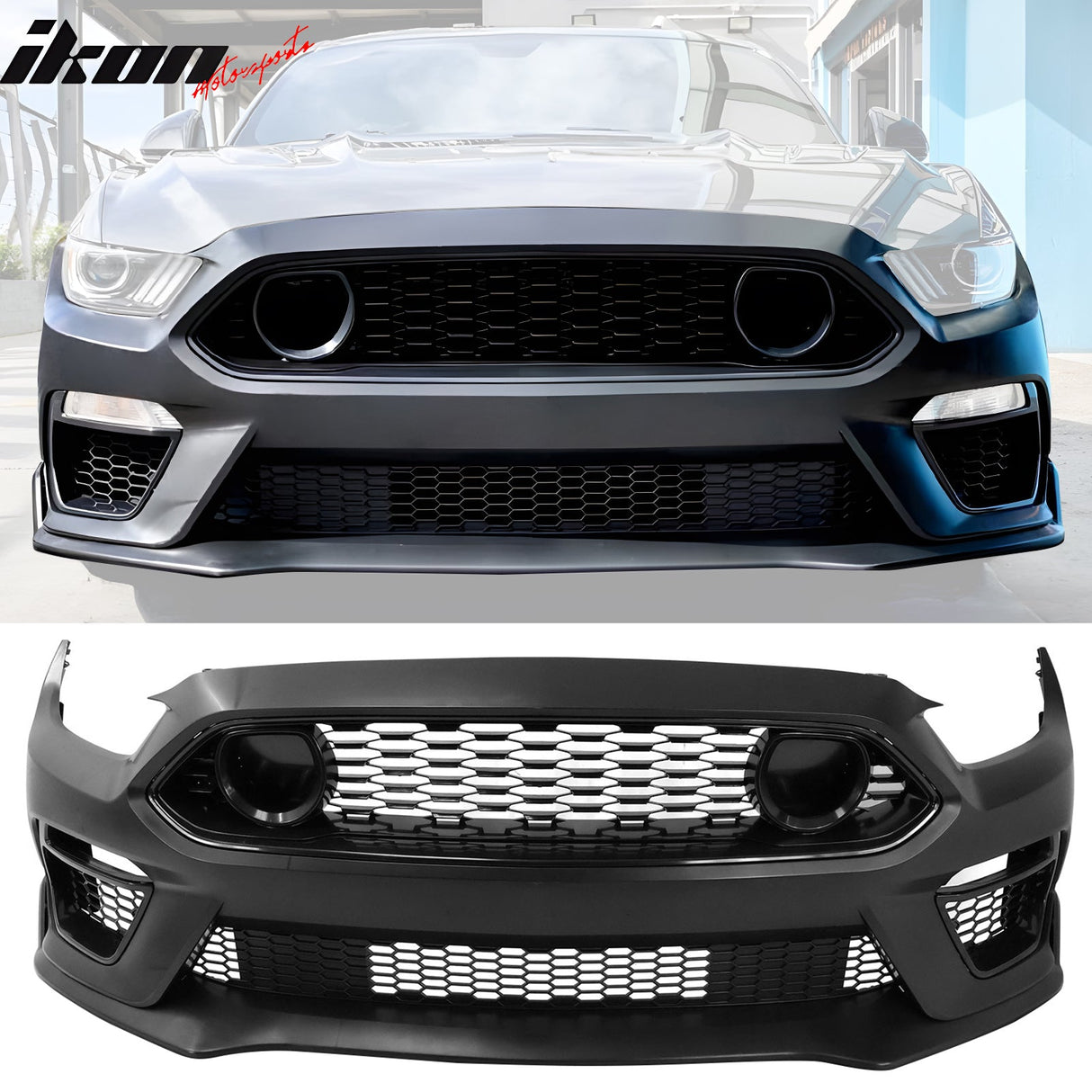 2015-2017 Ford Mustang Front Bumper Conversion W/ Chin Lip Grilles PP