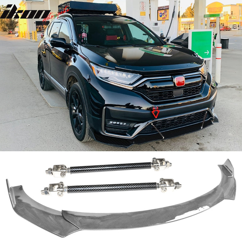 Honda Civic 62"-66" 3PCS A Style Black Front Lip with Strut Rods