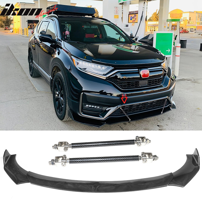 Honda Civic 62"-66" 3PCS A Style Black Front Lip with Strut Rods