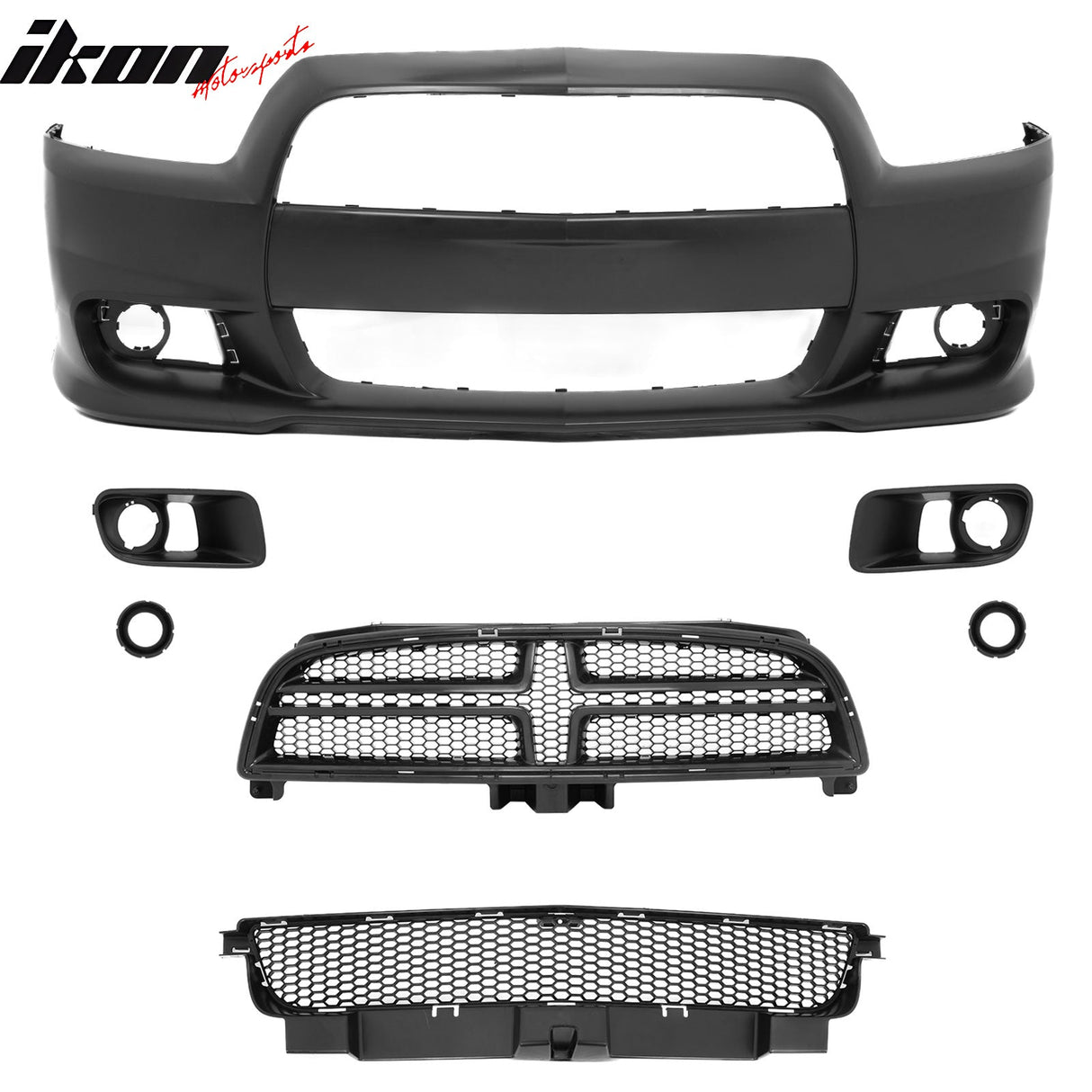 2011-2014 Dodge Charger SRT8 Front Bumper Cover + Grilles Unpainted PP