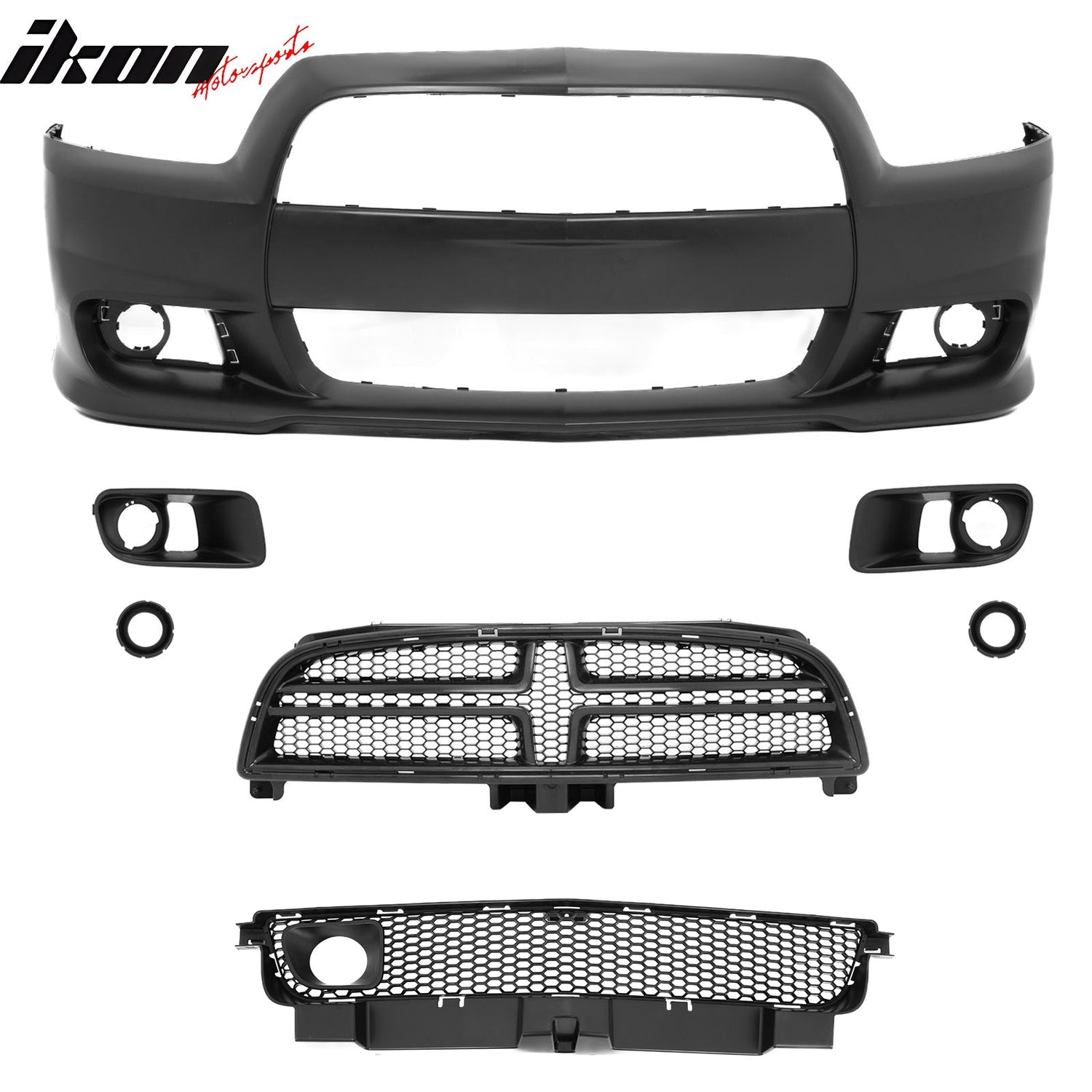 2011-2014 Dodge Charger Front Bumper Conversion Grilles SRT8 Style Bla