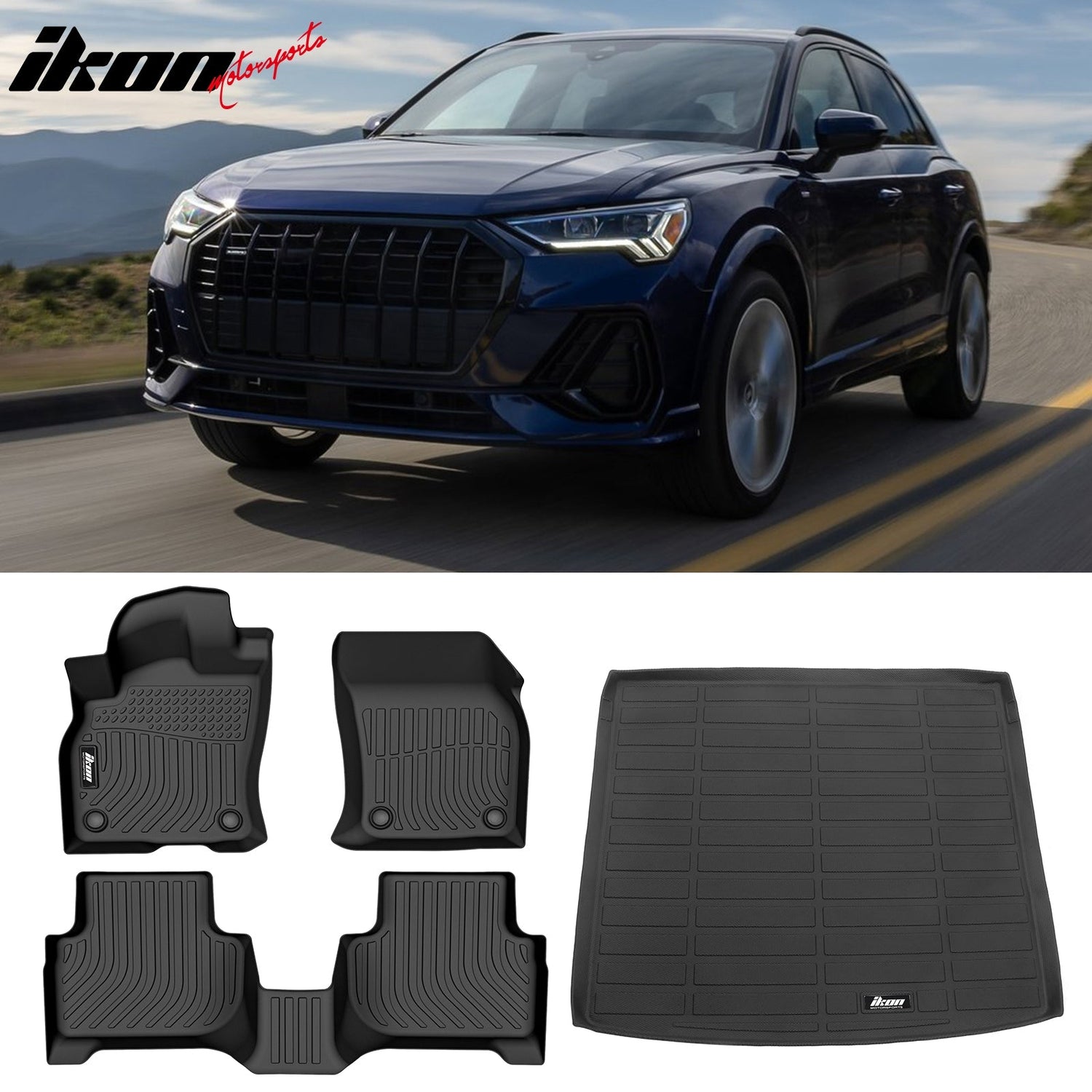 2019-2024 Audi Q3 3D Molded Black All Weather Floor Mats Trunk Mat TPE