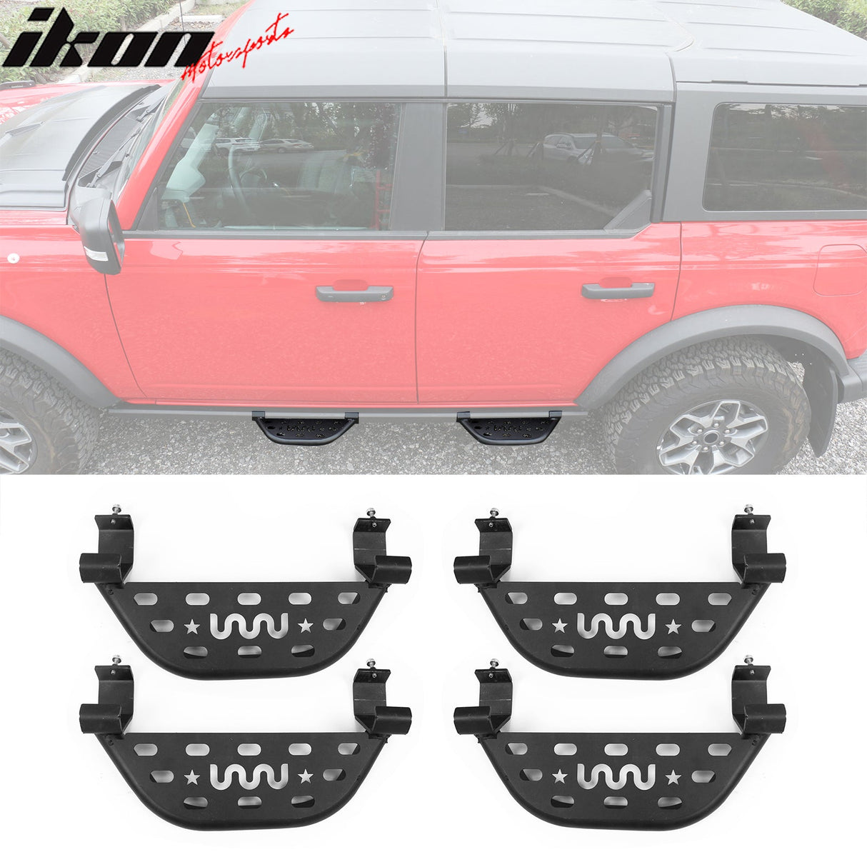 2021-2025 Ford Bronco 4 Door Black Rock Rail Side Step Tungsten Steel