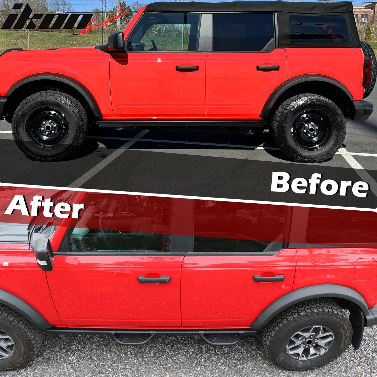 2021-2025 Ford Bronco 4 Door Black Rock Rail Side Step Tungsten Steel