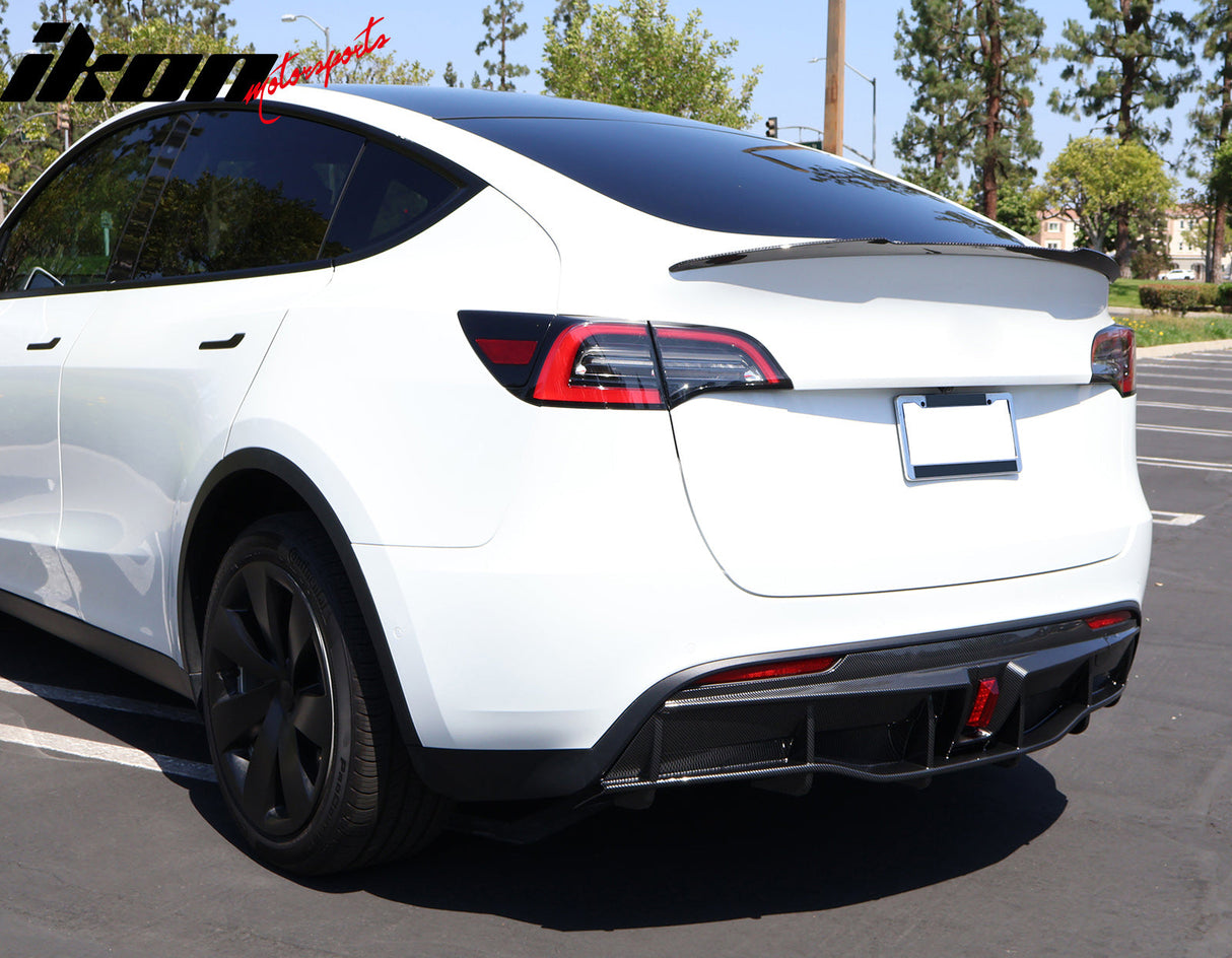 2020-2024 Tesla Y IKON Carbon Fiber Print Rear Lip W/ Rear Aprons PP