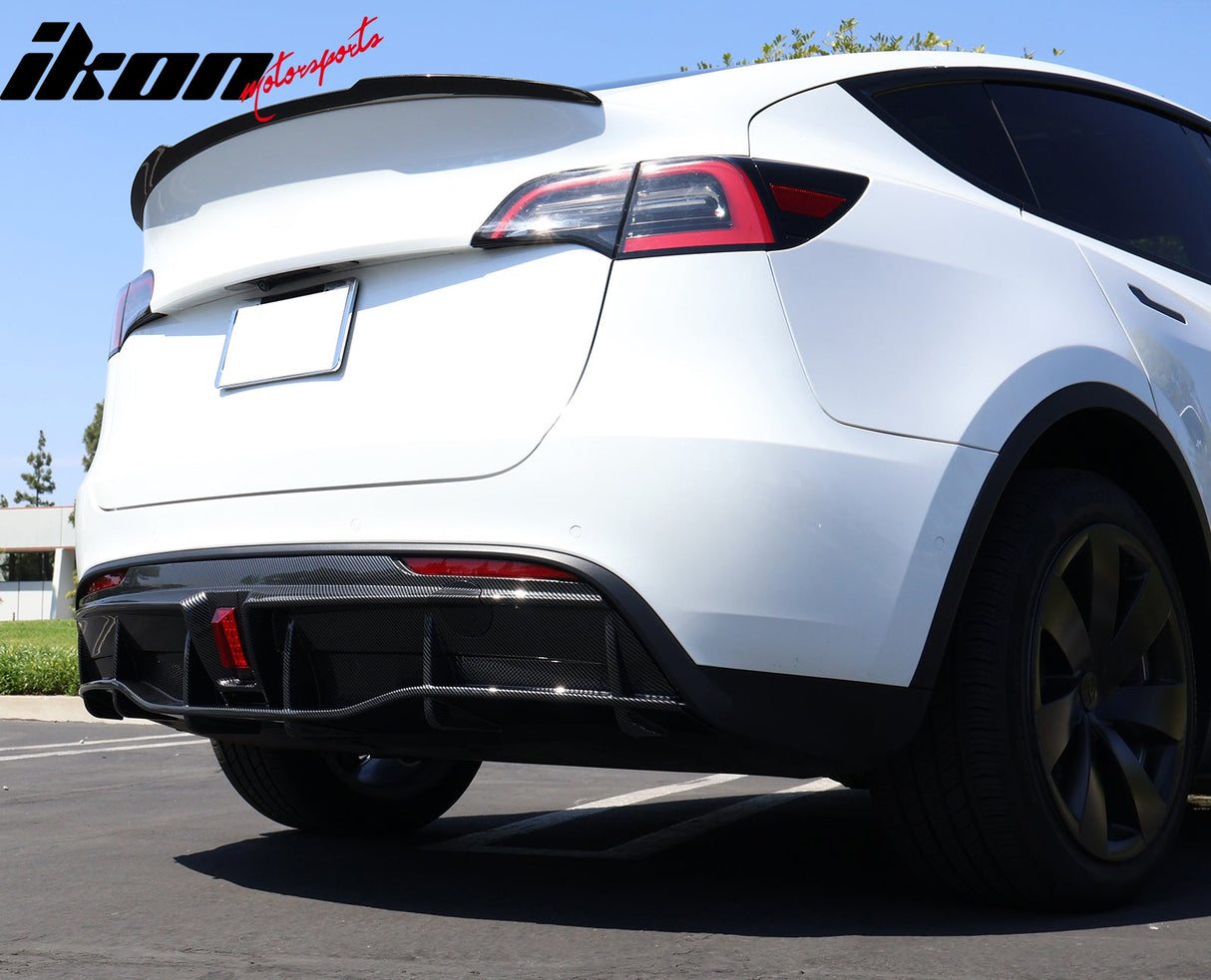2020-2024 Tesla Y IKON Carbon Fiber Print Rear Lip W/ Rear Aprons PP