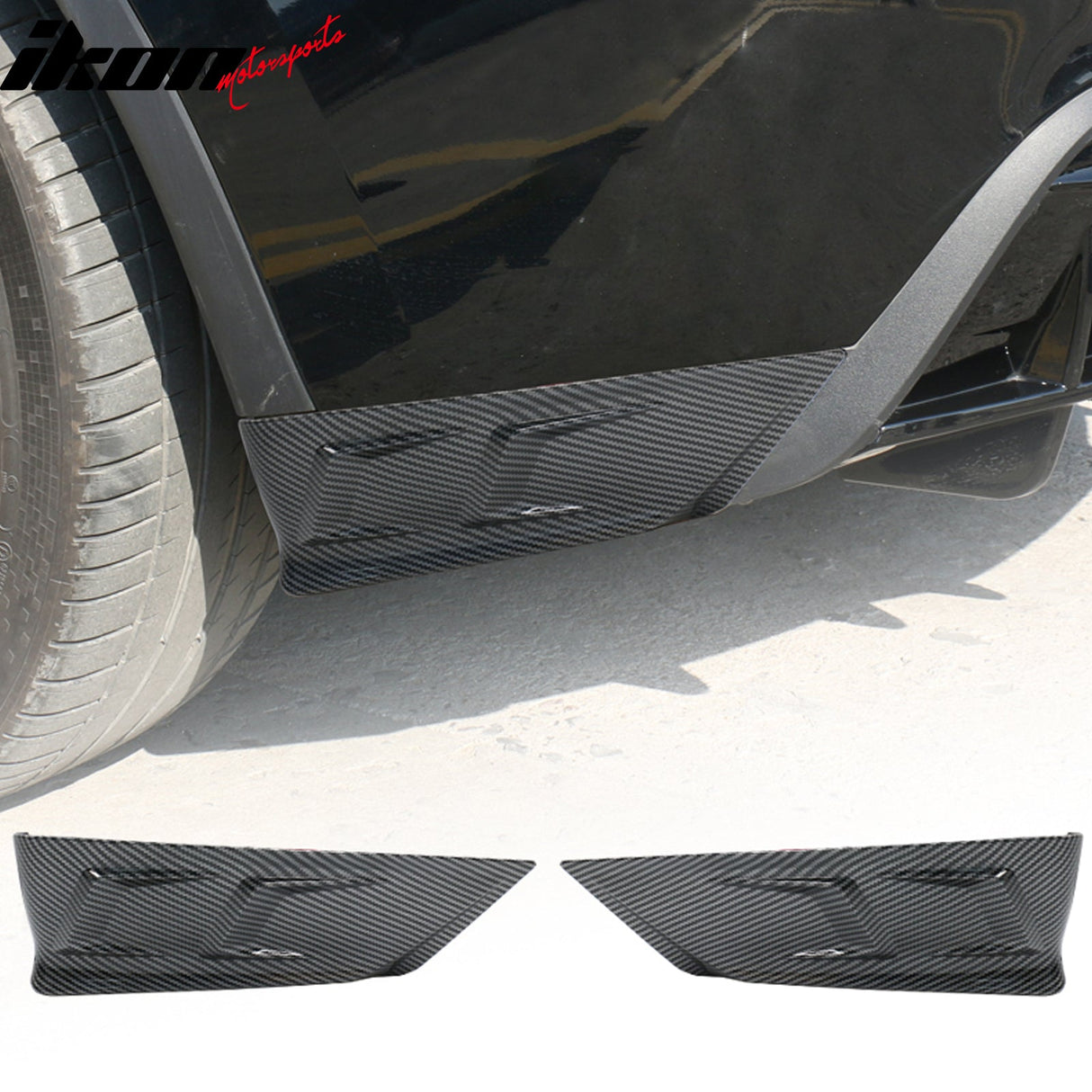 2020-2024 Tesla Y IKON Carbon Fiber Print Rear Lip W/ Rear Aprons PP