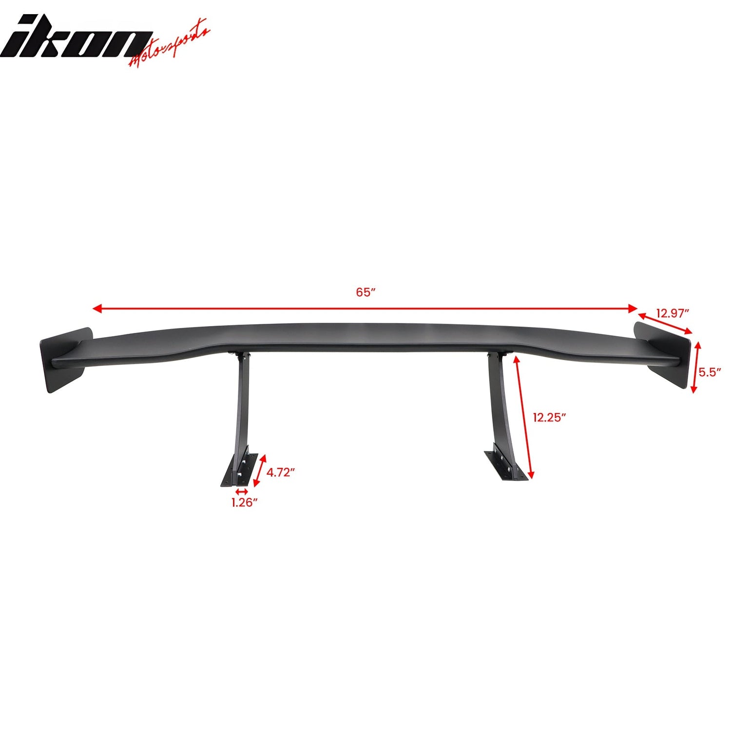 Universal 65'' GT Trunk Spoiler V1 Brackets V4A Legs + Side Plates ABS