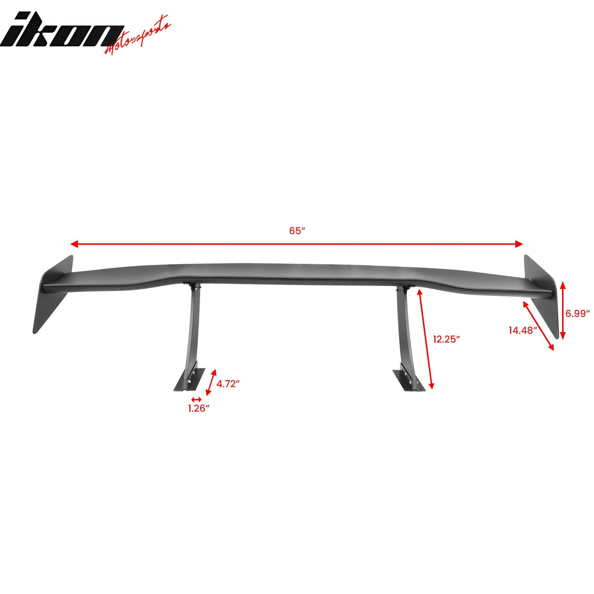 Universal 65'' GT Trunk Spoiler V1 Brackets V4A Legs + V4D Plates ABS
