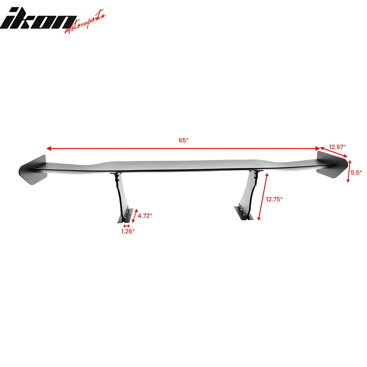 Universal 65'' GT Trunk Spoiler V1 Brackets V4B Legs + V4A Plates ABS