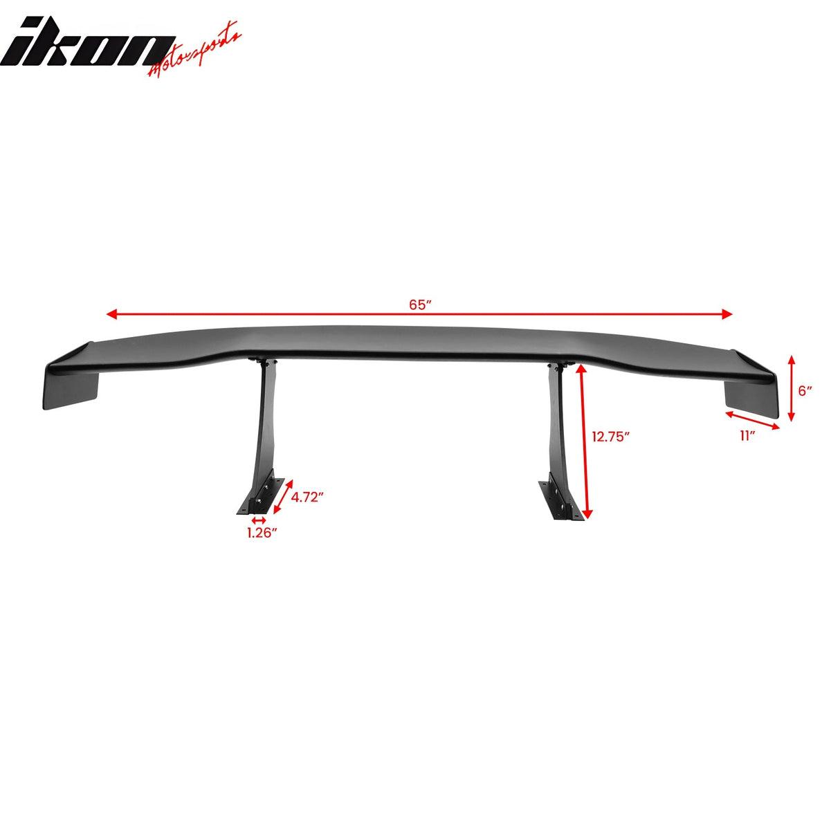 Universal 65'' GT Trunk Spoiler V1 Brackets V4B Legs + V4C Plates ABS