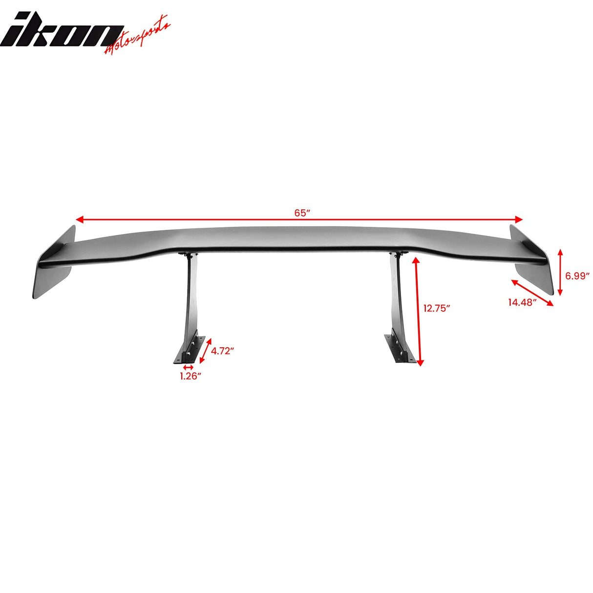Universal 65'' GT Trunk Spoiler V1 Brackets V4B Legs + V4D Plates ABS
