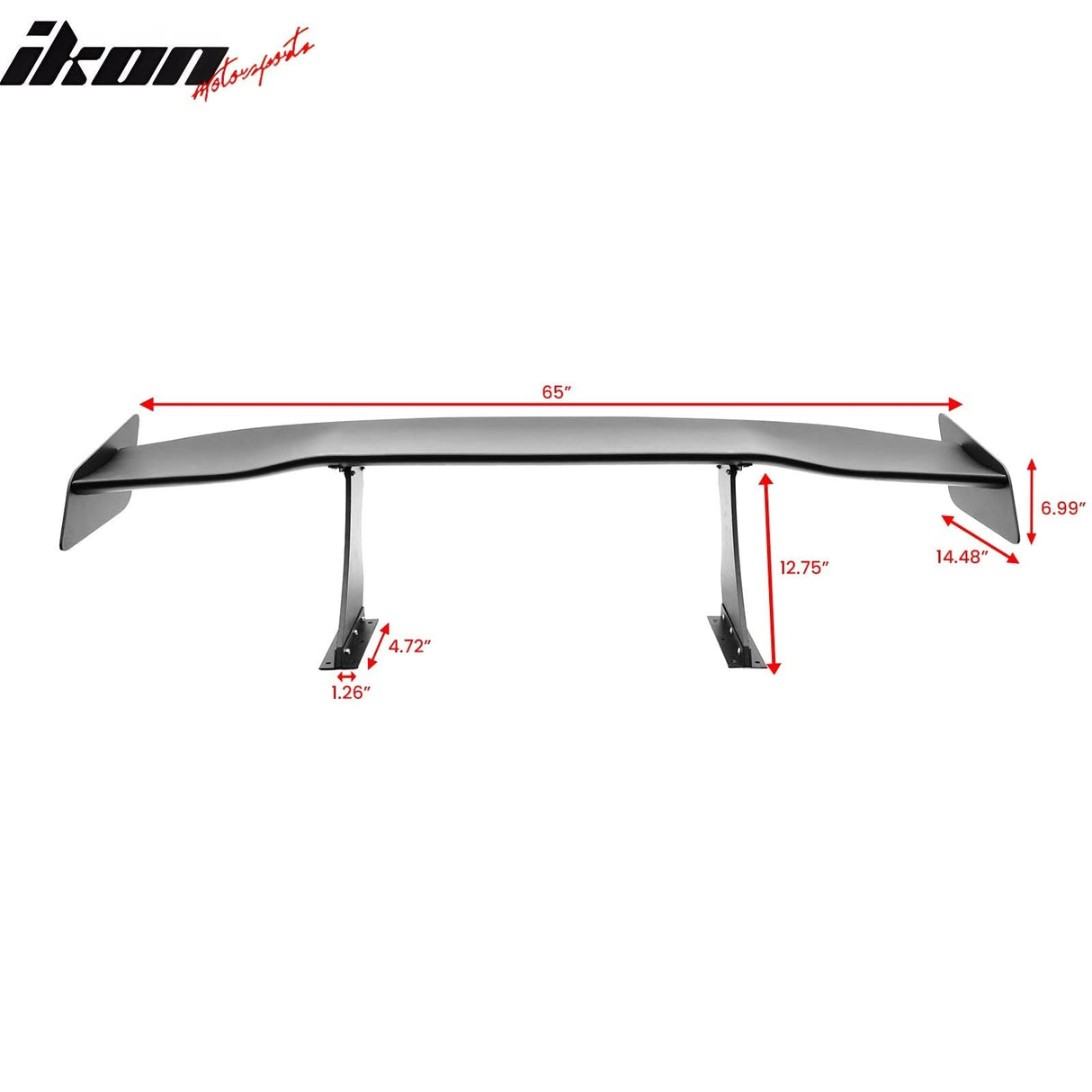 Universal 65'' GT Trunk Spoiler V1 Brackets V4B Legs + V4D Plates ABS